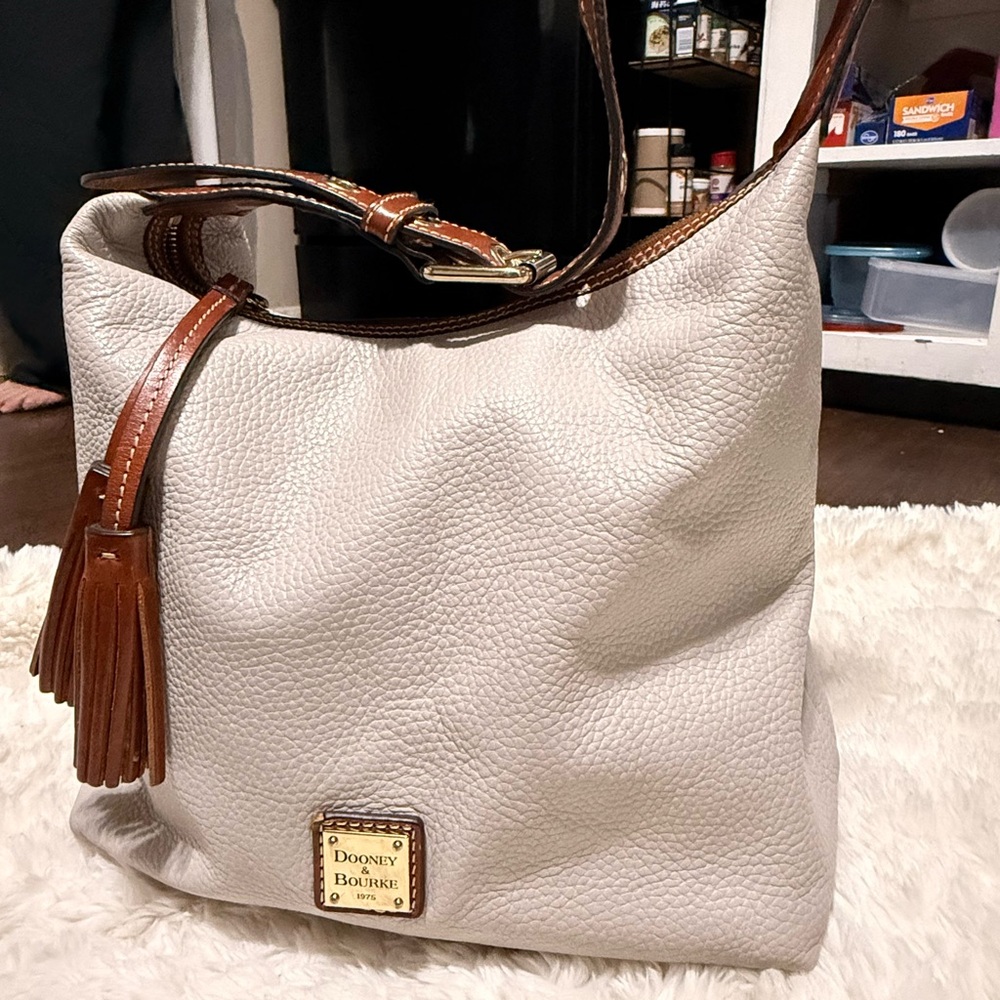 Dooney & Bourke Cream and Brown Hobo Bag